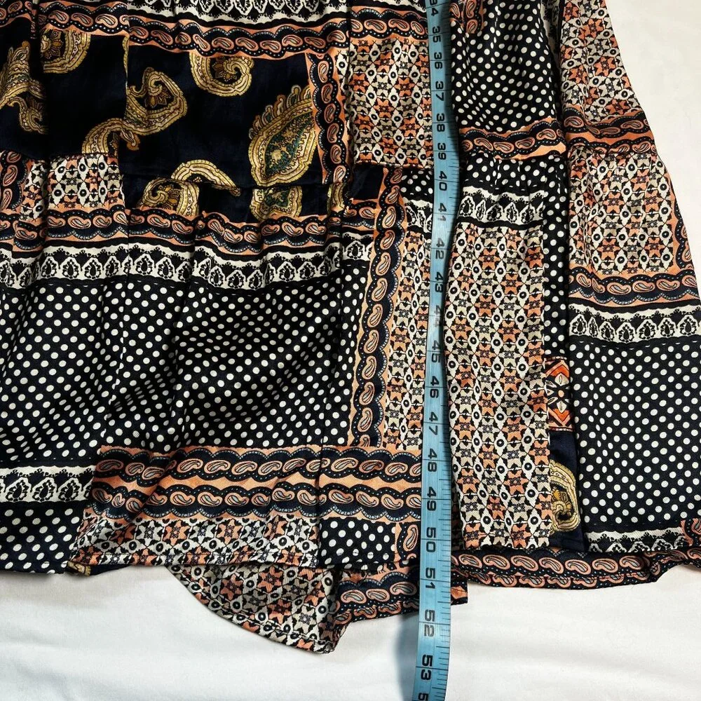 Lulus Trendy Travels Halter Maxi Dress Navy Blue Multi Patchwork Scarf Print S